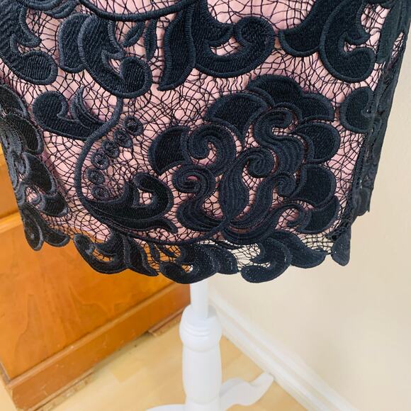 Eliza J Petite Size 4P Lace Sheath Dress Pink Black Racerback Formal Party - Picture 9 of 12